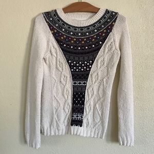 Angel of the North ivory knit sweater with sequins